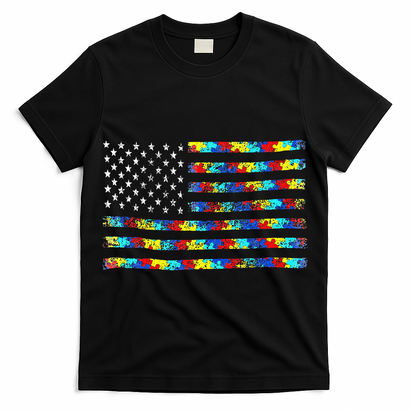 Autism Awareness American Flag T-Shirt
