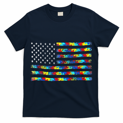 Autism Awareness American Flag T-Shirt