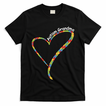 Autism Awareness Autism Grandma Heart T-Shirt