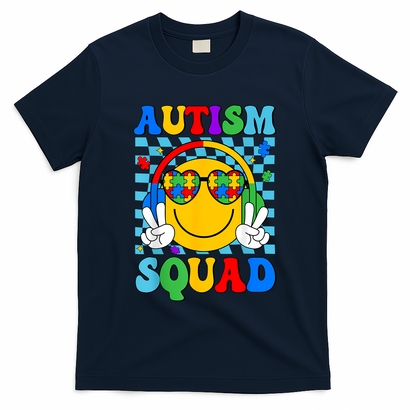 Autism Awareness Autism Squad Support Smile Face Women  T-Shirt