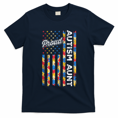 Autism Awareness Apparel USA Flag Proud Autism Aunt Autism Awareness T-Shirt