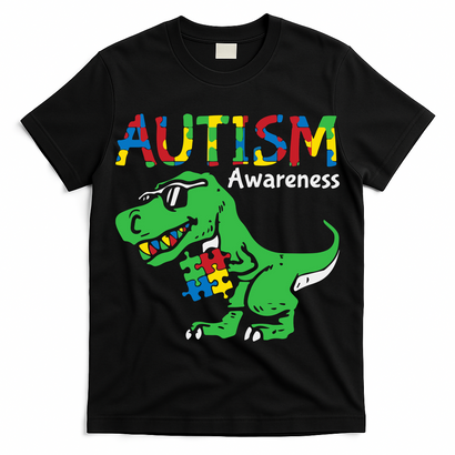 Autism Awareness Dinosaur Autism Heart Puzzle T-Shirt