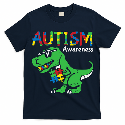 Autism Awareness Dinosaur Autism Heart Puzzle T-Shirt