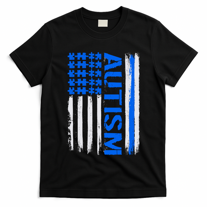 USA Autism Awareness Puzzle Flag T-Shirt
