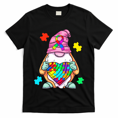 Autism Awareness Gnome Hugging Heart Acceptance T-Shirt
