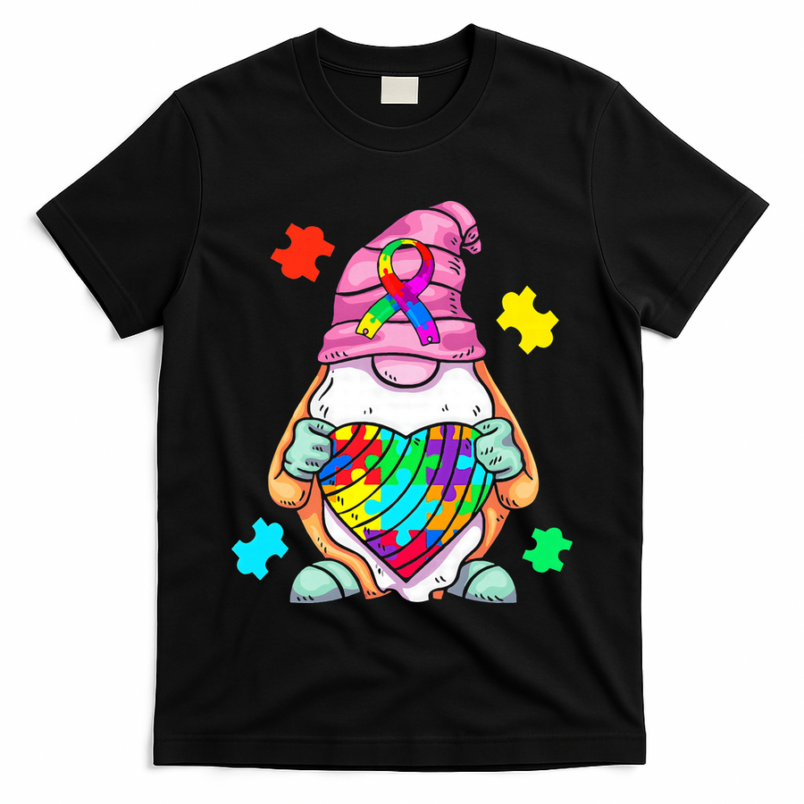 Autism Awareness Gnome Hugging Heart Acceptance T-Shirt