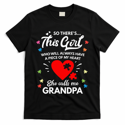 Autism Awareness Grandpa Autism Love Heart T-Shirt