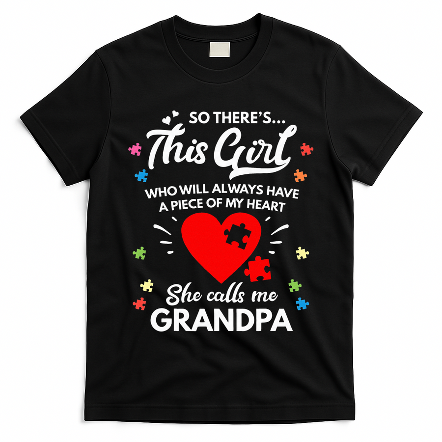 Autism Awareness Grandpa Autism Love Heart T-Shirt