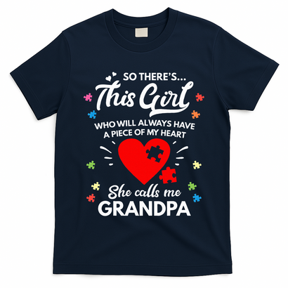 Autism Awareness Grandpa Autism Love Heart T-Shirt