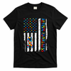 Autism Awareness Mom Dad USA flag Autistic Awareness Autism T-Shirt