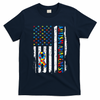 Autism Awareness Mom Dad USA flag Autistic Awareness Autism T-Shirt