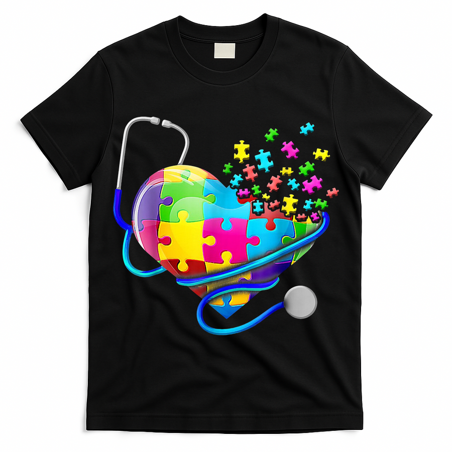 Autism Awareness Nurse Heart T-Shirt