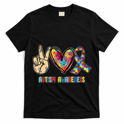 Autism Awareness Peace Love Autism T-Shirt