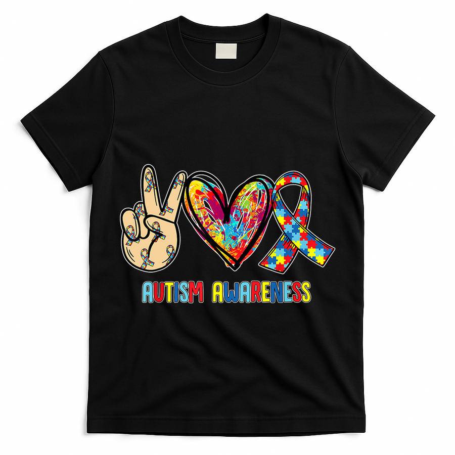 Autism Awareness Peace Love Autism T-Shirt