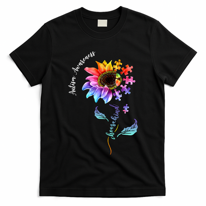 Autism Awareness Rainbow Sunflower T-Shirt