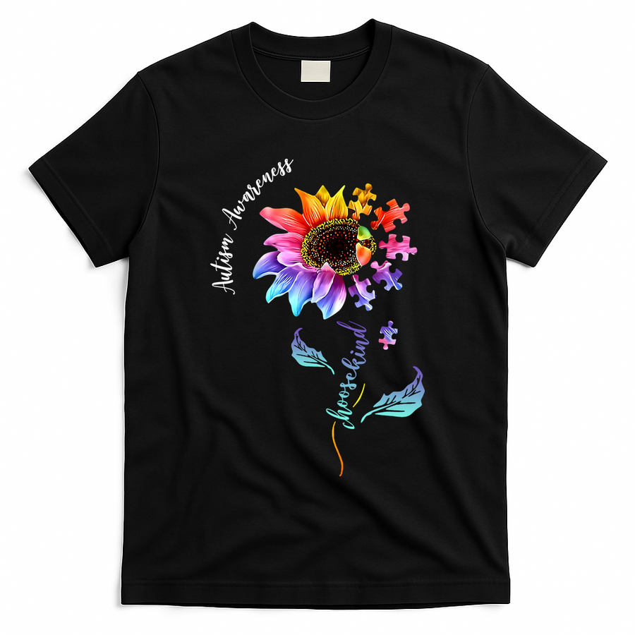 Autism Awareness Rainbow Sunflower T-Shirt