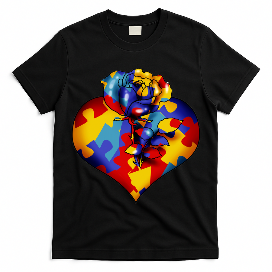 Autism Awareness Rose Heart T-Shirt