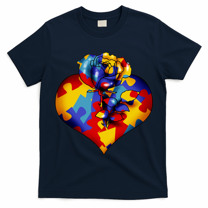 Autism Awareness Rose Heart T-Shirt