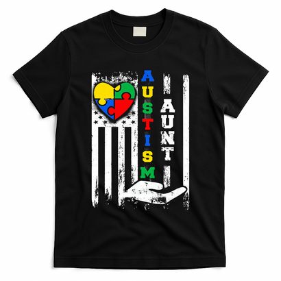 Autism Aunt US Flag T-Shirt