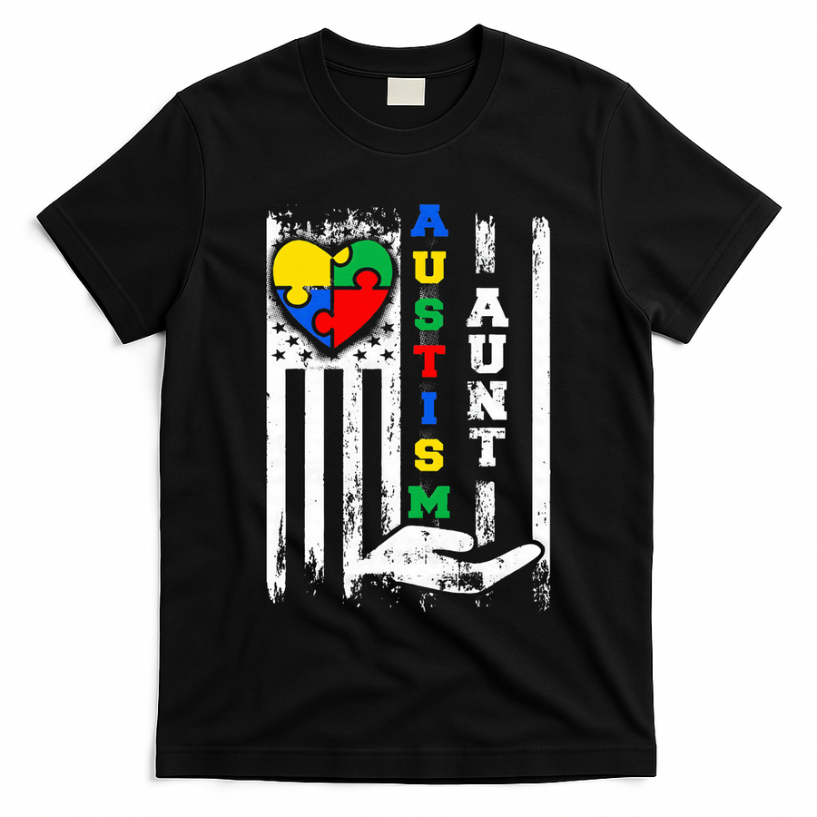 Autism Aunt US Flag T-Shirt
