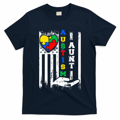 Autism Aunt US Flag T-Shirt