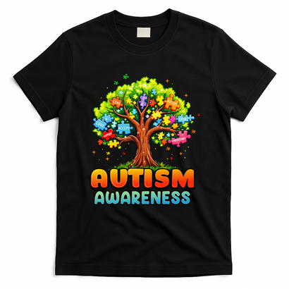 Autism Accept Understand Love Autism Awareness Tree Teacher T-Shirt