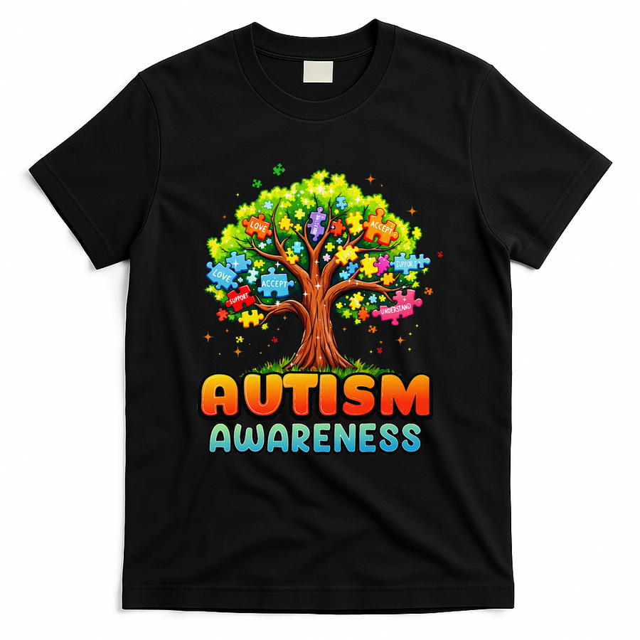 Autism Accept Understand Love Autism Awareness Tree Teacher T-Shirt