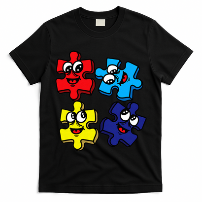 Autism Awareness With Smiling Puzzles T-Shirt