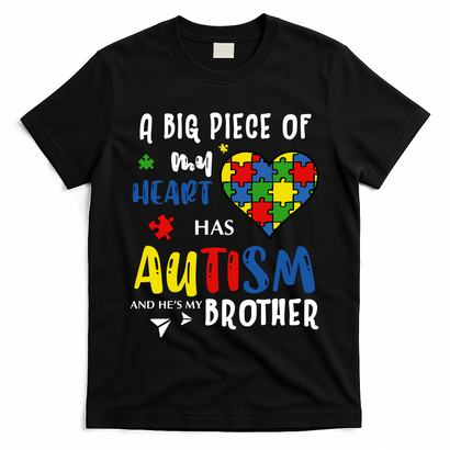 Autism Brother Heart Puzzle Autism Awareness T-Shirt