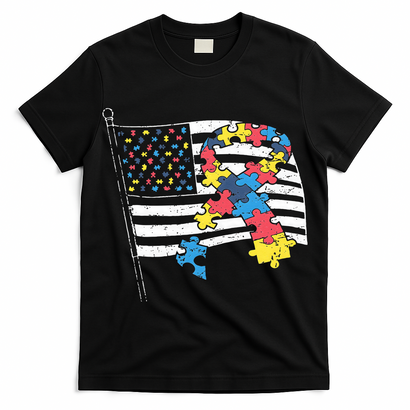 American Distressed Flag Autism Awareness T-Shirt