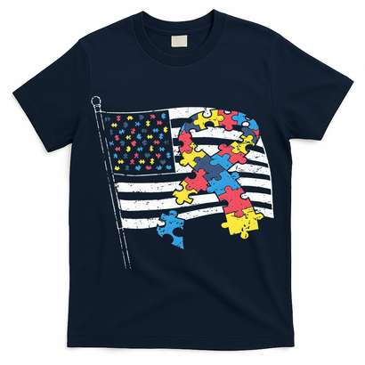 American Distressed Flag Autism Awareness T-Shirt