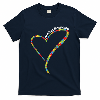 Autism Grandma Autism Awareness Puzzle Piece Heart T-Shirt