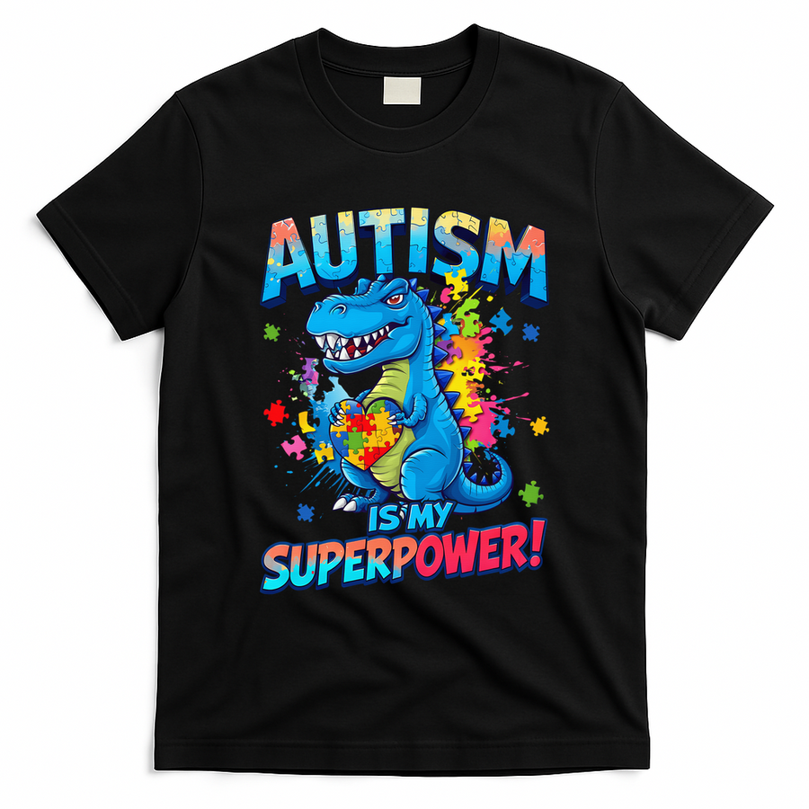 Autism Is My Superpower Dinosaur Autism Awareness T-Shirt