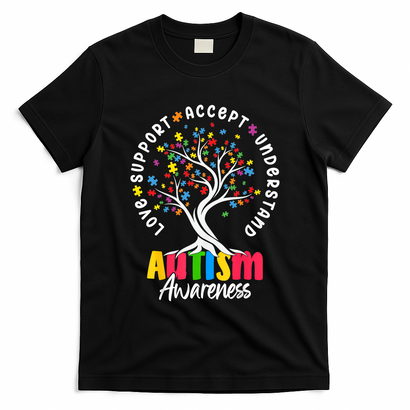 Autism Love Accept Support understand Autistic Autism Awareness T-Shirt