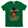 Autism Mom Messy Bun Black Women Autism Awareness Puzzle T-Shirt