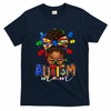 Autism Mom Messy Bun Black Women Autism Awareness Puzzle T-Shirt