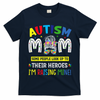 Autism Mom Raising Hero Autism Awareness Messy Bun T-Shirt