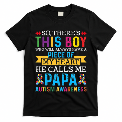 Autism Papa Autism Awareness Support Autism Motivational T-Shirt