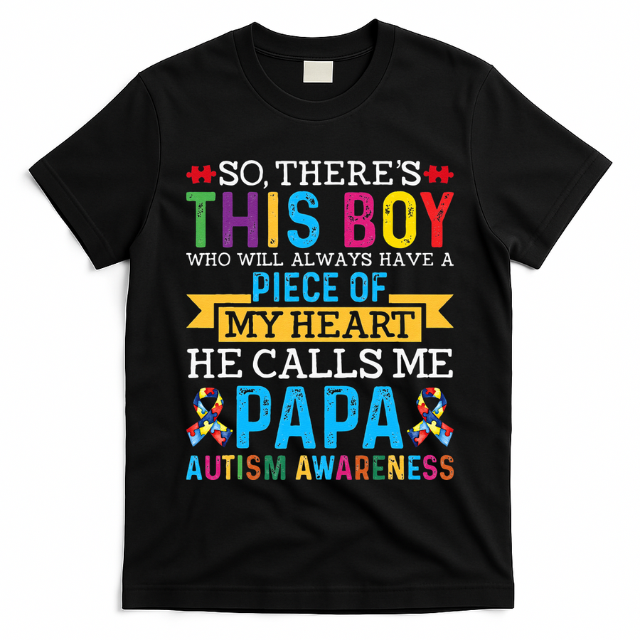 Autism Papa Autism Awareness Support Autism Motivational T-Shirt