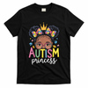 Autism Princess Afro Girl Bow Daughter Autism Awareness T-Shirt