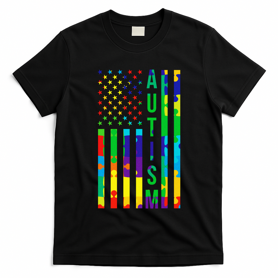 Colorful Autism Puzzle Flag T-Shirt
