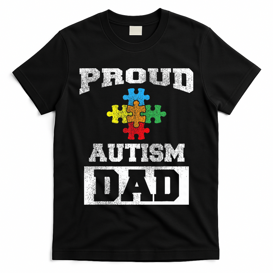 Autism Puzzle Piece Flag Autism Awareness For Dad T-Shirt