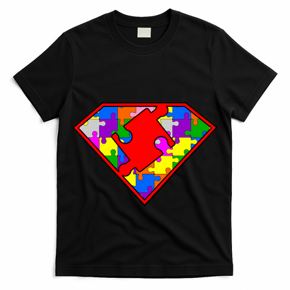 Autism Superhero Puzzle Crest T-Shirt