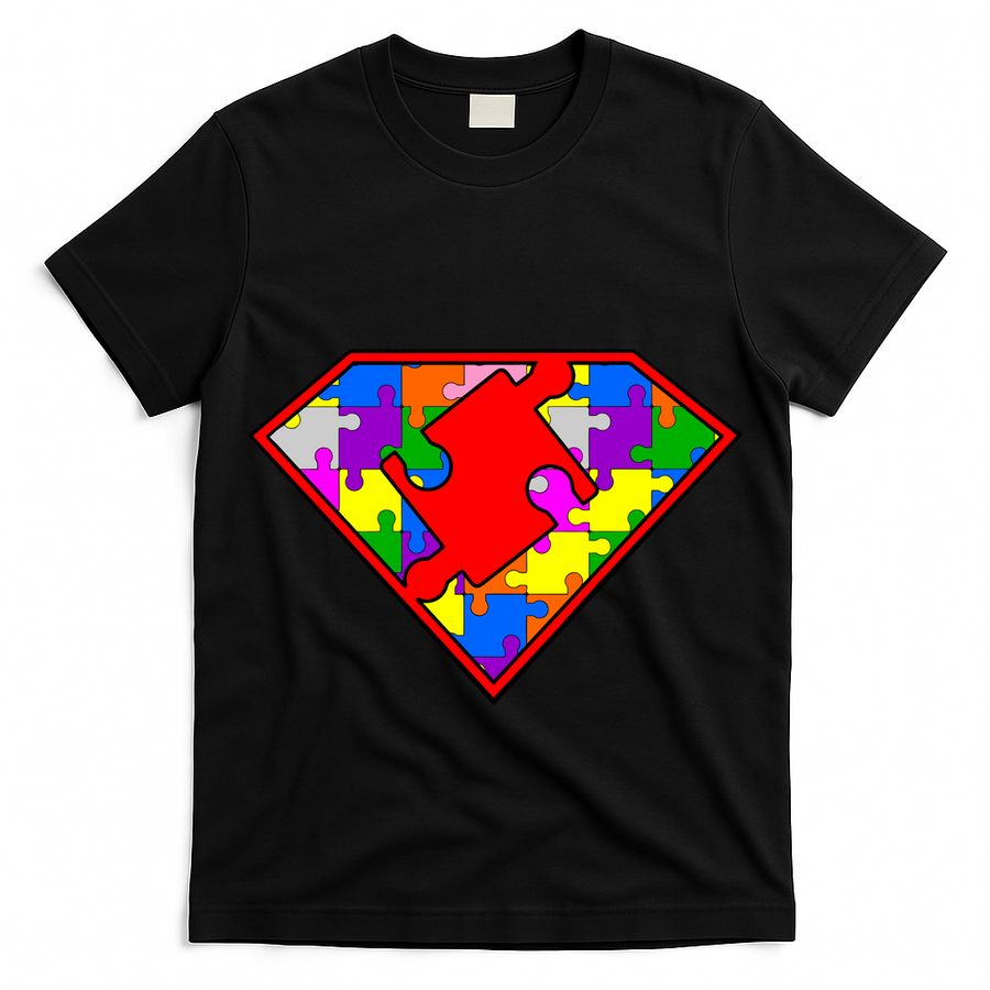 Autism Superhero Puzzle Crest T-Shirt