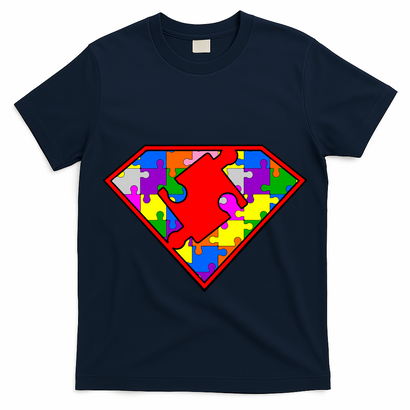 Autism Superhero Puzzle Crest T-Shirt