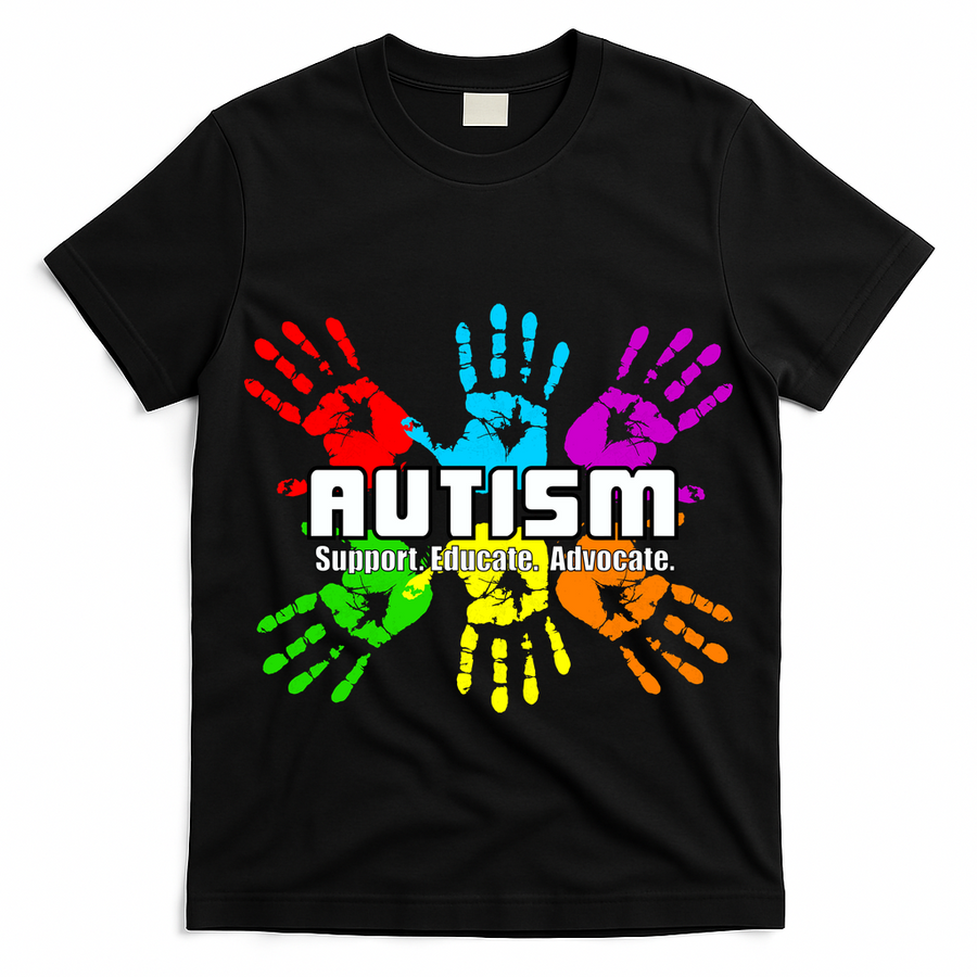Support Educate Advocate Autism Handprint T-Shirt