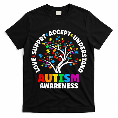 Autism Shirt Love Accept Support Autistic Autism Awareness T-Shirt