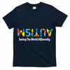 Autism Seeing The World Differently Upside Autism Awareness T-Shirt