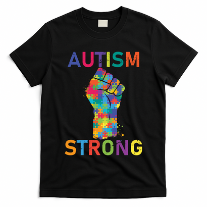 Autism Strong Retro Fist Autism Awareness T-Shirt