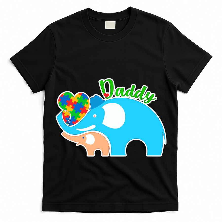 Autism Daddy Cute Elephant T-Shirt